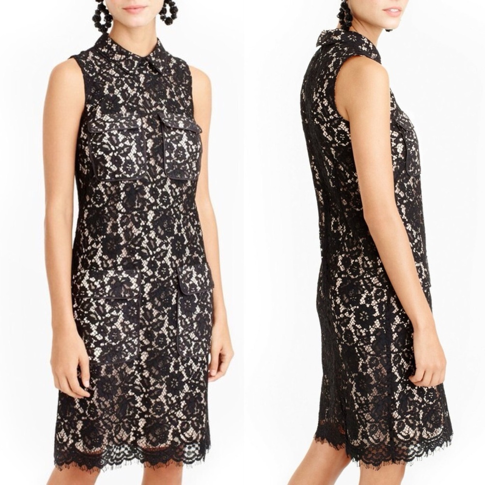 JCrew First Lady Lace Black Pocket Dress